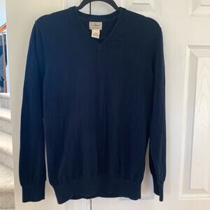 L.L. Bean Navy Cotton & Cashmere Blend V-Neck